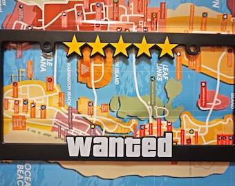 GTA Wanted 5 Star License Plate Frame