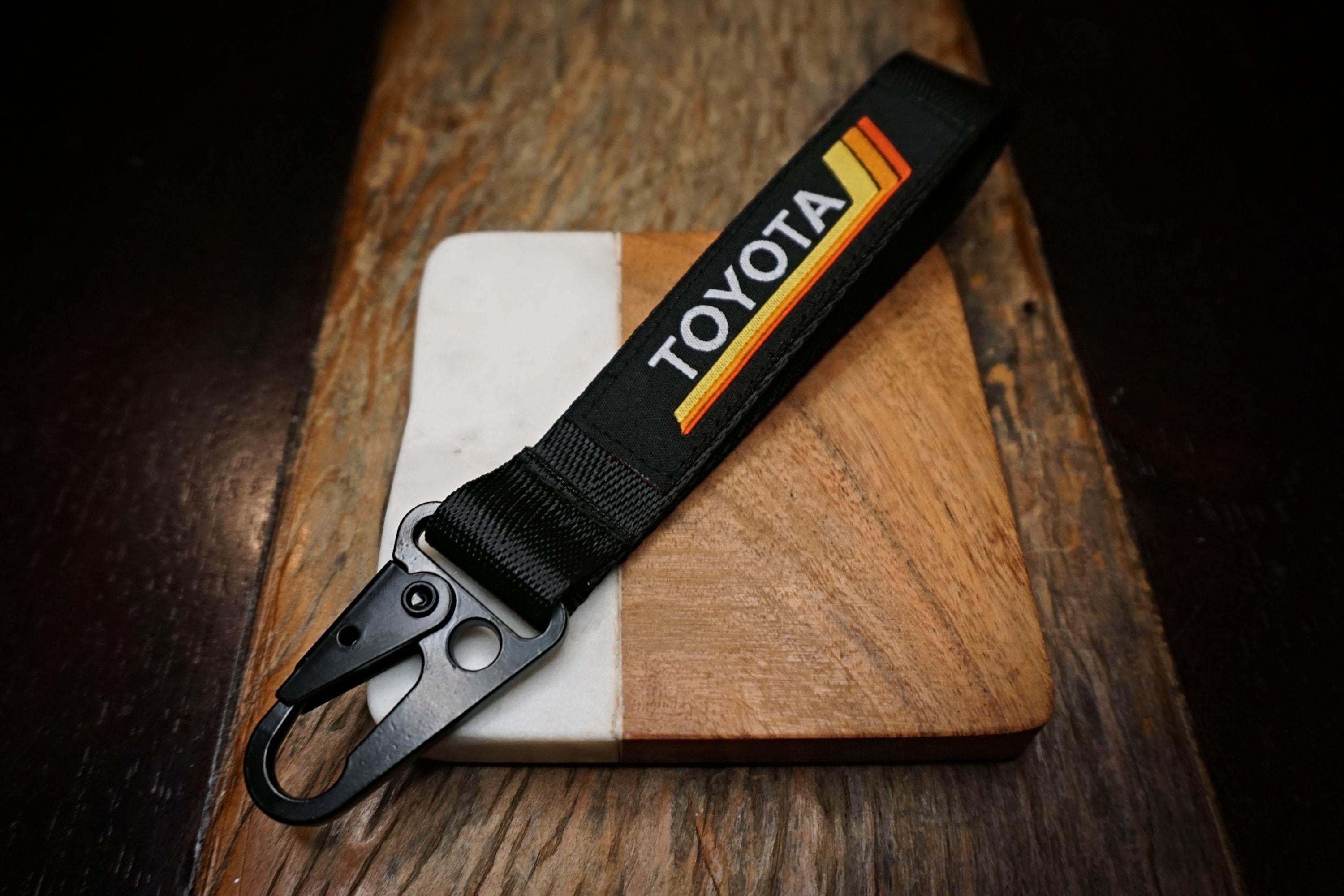 Vintage Heritage Stripes Toyota Keychain Lanyard, Metal Clip Vintage Heritage Stripes Toyota Keychain Lanyard, Metal Clip