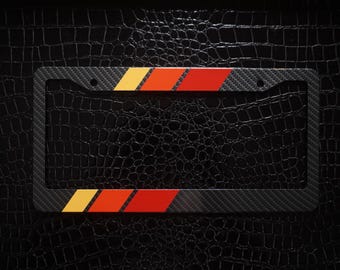 Marco de matrícula con franjas retro tricolores de fibra de carbono para Toyota TRD