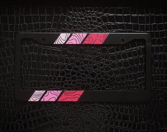 Cornice portatarga retrò a strisce topografiche rosa per Toyota TRD, montaggio universale