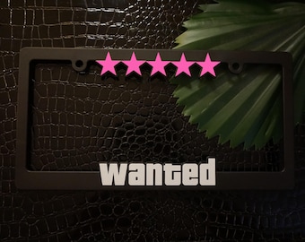 Moldura de placa de licença Pink Stars Wanted Level