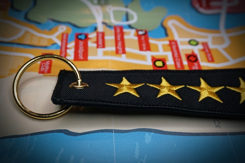 GTA Wanted Level Keychain Key Tag 5 Stars Embroidered Gold image 5