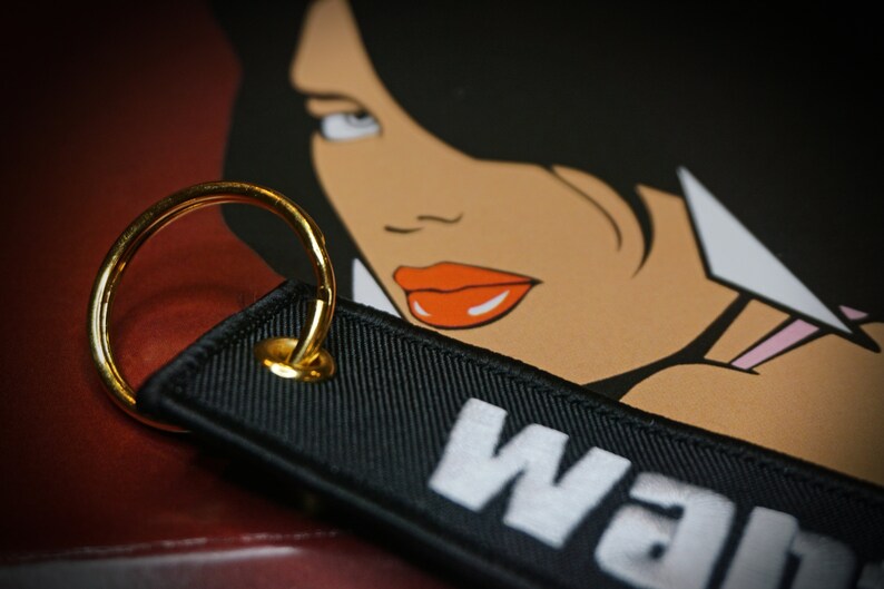 GTA Wanted Level Keychain Key Tag 5 Stars Embroidered Gold image 3