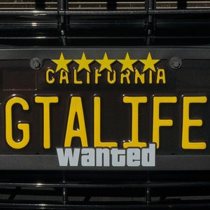 Wanted Level License Plate Frame, 5 Stars, Fitment for Cars, Motorcycles