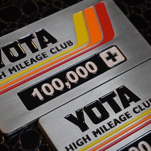 High Mileage Club Badge for Toyota, Vintage Heritage Stripes, 100K, 200K, 300K, 400K, 500K