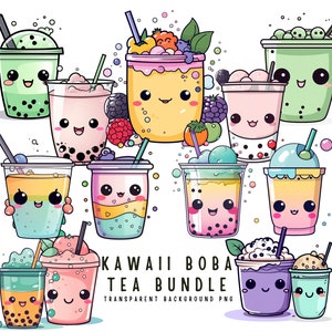Boba Bubble Tea Kawaii Boba Tea Stickers Kawaii Drink Bubble Tea Clipart Food Clipart Cute Boba Clipart Kawaii Food Art Boba Decoration PNG