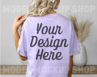 Comfort Colors 1717 Orchid Shirt Back Mockup (JPEG)