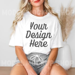 White Comfort Colors C1717 White TShirt Mockup, White Shirt Mockup, Model Mockup C1717, Stylish Tshirt Mockup, Comfort Colors Mock