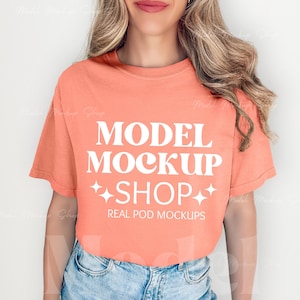 Comfort Colors 1717 Terracotta Tshirt Mockup - CC1717 Terracotta - Real Woman Model Mock - Shirt Mockup - Studio Mock - Graphic Tee Mockup