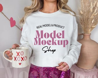 Comfort Colors White 1566 Mockup, Comfort Colors Valentines Sweatshirt Mockup, White Mockup, 1566 Mockup, Comfort Colors Sweatshirt Mockup