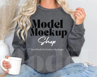 Maqueta de sudadera Comfort Colors 1566 Pepper (Descarga digital)