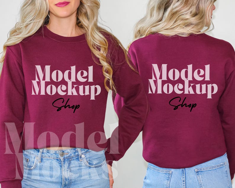 Gildan 18000 Sweatshirt Mockup Bundle, Front & Back (Digital Download) image 7