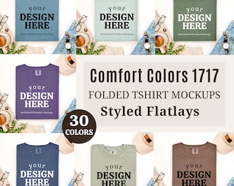 Comfort Colors 1717 Tshirt Flat Lay Mockup Bundle, CC1717 Mens Folded T-Shirt Flatlay Bundle, Male Tshirt Mockup, 1717 Flat Lay Shirt Mock