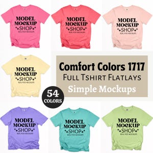 Comfort Colors 1717 Flat Lay Mockup Bundle, CC1717 Folded T-Shirt Flatlay Bundle, Minimal POD Tshirt, Simple White Background 1717 Flat Lay