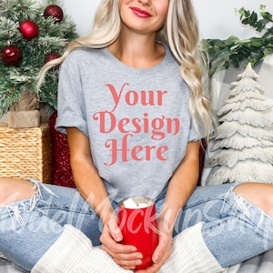 Bella Canvas Christmas Mockup, 3001 Athletic Heather Mockup, Bella Canvas 3001 Mockup, Athletic Heather Bella Canvas Mockup, 3001 Christmas