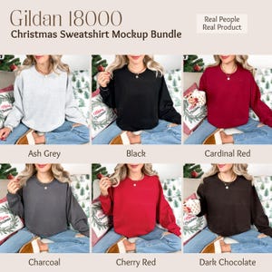 Gildan 18000 Christmas Mockup Bundle, Sweatshirt Crewneck Mockup, Gildan 18000 Bundle, Real Model Mock, Trendy Holiday Aesthetic Christmas image 6