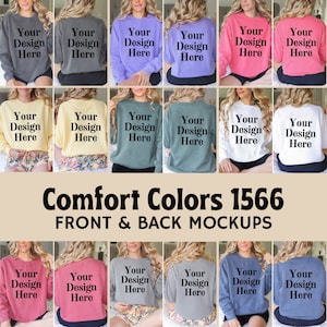 Front Back Comfort Colors Sweatshirt Mockup Bundle - Comfort Colors Mockup Bundle- Comfort Colors Sweatshirt 1566 Bundle 1566 Mock up Bundle