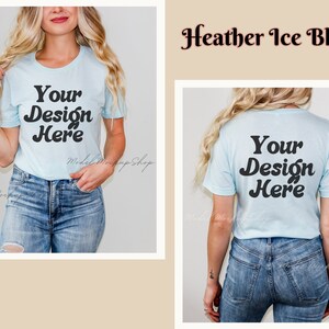 May include: A light blue t-shirt with short sleeves and a crew neck. The shirt has the text "Your Design Here" printed on the front in a black retro font.