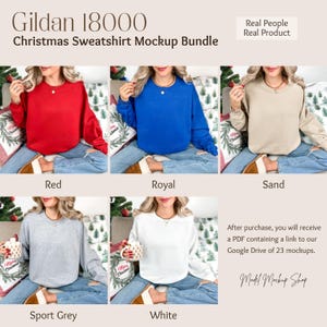 Gildan 18000 Christmas Mockup Bundle, Sweatshirt Crewneck Mockup, Gildan 18000 Bundle, Real Model Mock, Trendy Holiday Aesthetic Christmas image 9