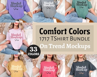 Comfort Colors 1717 Mockup Bundle, 1717 Tshirt Bundle, Real Model Mock, Comfort Colors Shirt, Trendy Aesthetic Casual Mockup Real Human Mock