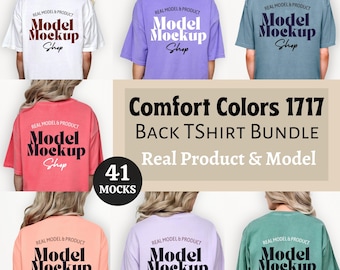Comfort Colors 1717 Tshirt Back Mockup Bundle, CC1717 T-Shirt Back View Bundle, Real Model Mocks, Minimal Back of Shirt, Simple Background