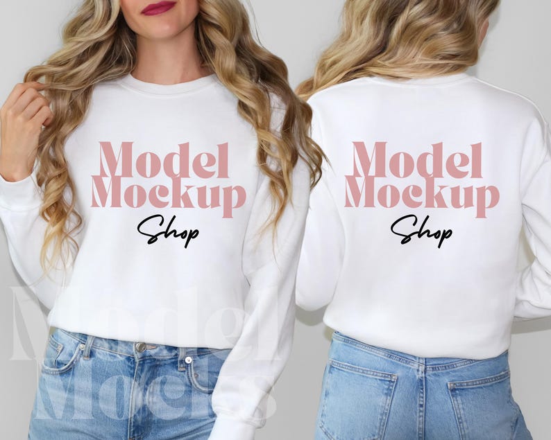 Gildan 18000 Sweatshirt Mockup Bundle, Front & Back (Digital Download) image 3