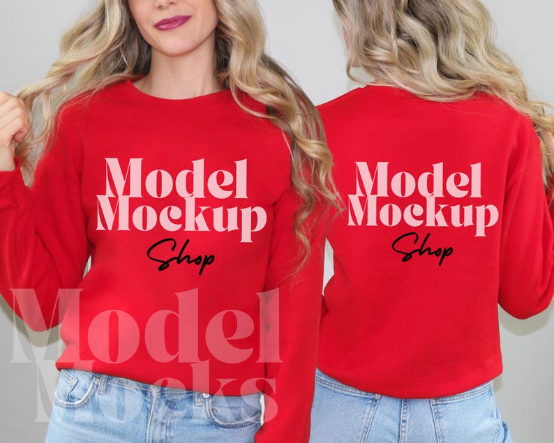 Gildan 18000 Sweatshirt Mockup Bundle, Front & Back (Digital Download) image 2