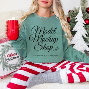 Comfort Colors 1566 Mockup Comfort Colors Sweatshirt Mockup Light Green Mockup, 1566 Mockup, Comfort Colors Christmas Sweatshirt Mockup