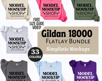 Gildan 18000 Mockup Bundle, Folded Flat Lay Mockup Bundle, G180 Folded Sweatshirt Mockup Bundle, Flatlay Crewneck Sweater Bundle Mockup