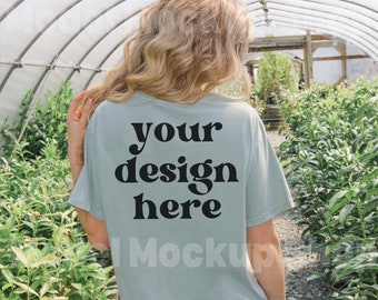 Back Shirt Comfort Colors C1717 Bay Mockup Back | Comfort Color Bay Mock Up | Model Mock up | Comfort Colors mockup | Green Tshirt mockup