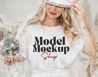 Disco Bride Mockup, Bella Canvas 3001 Mockup, Bride Mockup Shirt, Bella Canvas Mock, White Tshirt Mockup, Bride Shirt Mockup, Bridal Mockup