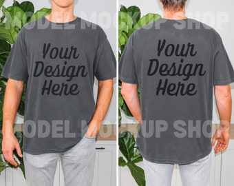 Comfort Colors 1717 Pepper T-Shirt Mockup, Front and Back (Digital Download)