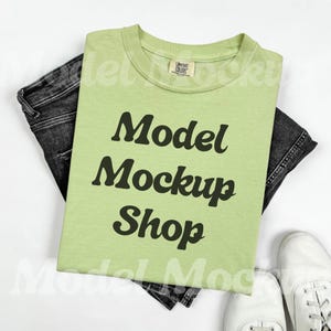 Comfort Colors 1717 Celedon Mockup, Comfort Colors Flat Lay Mock up, CC1717 Mock, Folded Flat lay Shirt, Folded Comfort Color Shirt Mock