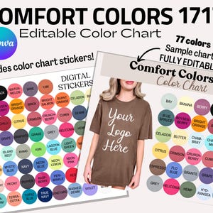 Editable Comfort Colors C1717 Color Chart, Canva Template Editable Color Chart, Comfort Color 1717 Size Chart, Comfort Colors Mockups