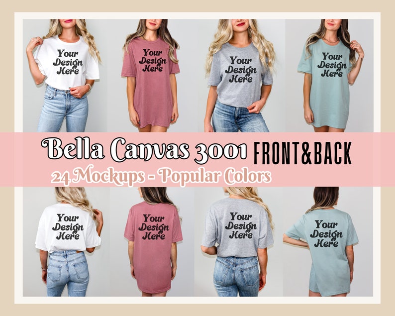 Bella Canvas 3001 Mockup Bundle, 3001 Tshirts Bundle, Bella Canvas Modell Mockup Tshirt Mockup Bundle, Lifestyle Mockups, übergroße Mockups Bild 1