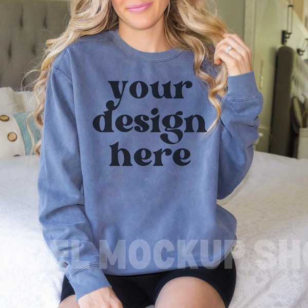 Comfort Colors Denim 1566 Mockup, Comfort Colors Sweatshirt Mockup, Denim Mockup, 1566 Mockup, Comfort Colors Denim Sweatshirt Mockup