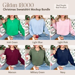 Gildan 18000 Christmas Mockup Bundle, Sweatshirt Crewneck Mockup, Gildan 18000 Bundle, Real Model Mock, Trendy Holiday Aesthetic Christmas image 8