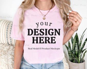 Comfort Colors 1717 Blossom T-shirt Mockup, Real Model (Digital Download)