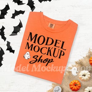 Comfort Colors C1717 Burnt Orange Tshirt | Halloween Mockup | Orange Shirt Folded Flat Lay Mock Up | Fun Trendy Spooky Halloween Shirt Mock