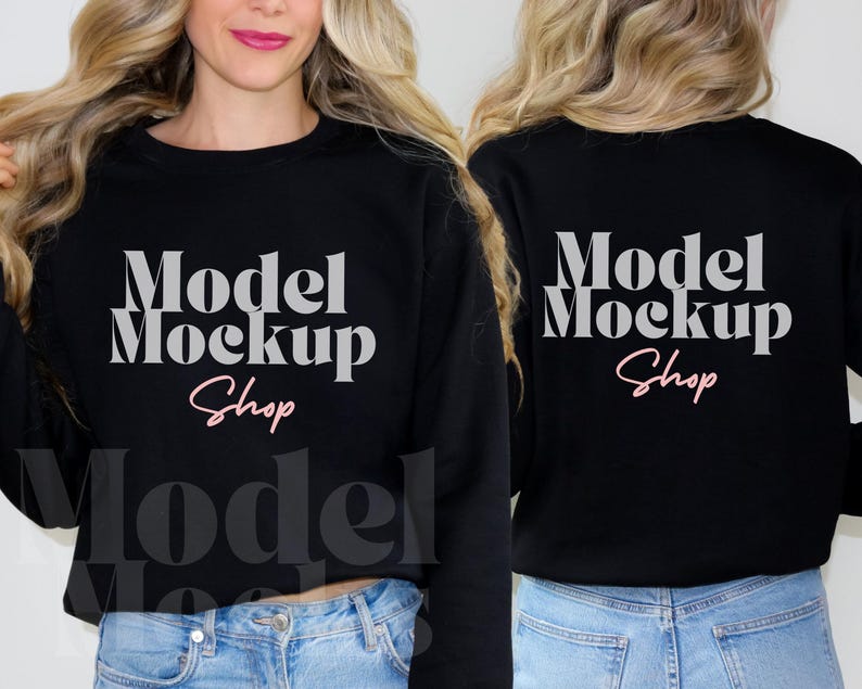 Gildan 18000 Sweatshirt Mockup Bundle, Front & Back (Digital Download) image 9