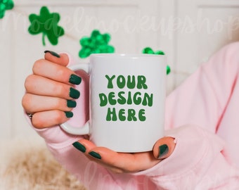 St. Patrick's Day Mug Mockup, Styled Stock Photo (Digital Download)