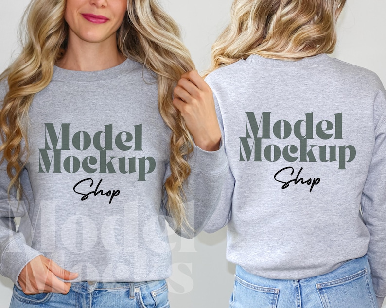 Gildan 18000 Sweatshirt Mockup Bundle, Front & Back (Digital Download) image 4