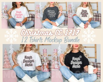 Comfort Colors 1717 Christmas T-Shirt Mockup Bundle (Digital Download)