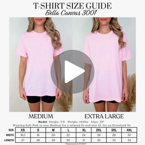 Bella Canvas 3001 Video Size Chart, BC3001 Video Mockup, Real Model Mock, T-Shirt Sizing Guide, POD Size Comparison Chart, Size Reference