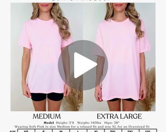 Bella Canvas 3001 Video Size Chart, BC3001 Video Mockup, Real Model Mock, T-Shirt Sizing Guide, POD Size Comparison Chart, Size Reference