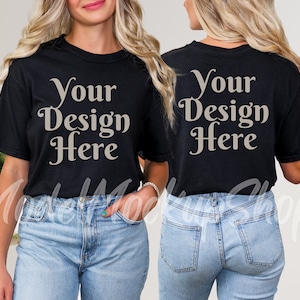 Comfort Colors C1717 Mockup Back, Black Shirt Mockup, 1717 Black Mockup, Model Mockup, Oversized Shirt Mockup, Front Back Mockup