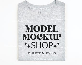 Gildan 5000 Sport Grey Tshirt Mockup, G5000 Grey T-shirt, Unisex Tee Shirt, Real Product Flat Lay Mock, Simple Folded Flat Lay Shirt Mock-up