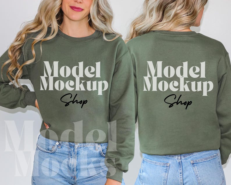 Gildan 18000 Sweatshirt Mockup Bundle, Front & Back (Digital Download) image 6