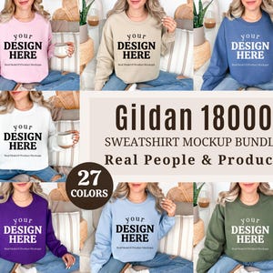Paquete de maquetas Gildan 18000, colección de sudaderas bohemias extragrandes, maquetas de modelos reales (descargas digitales)