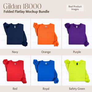 Gildan 18000 Mockup Bundle, gefaltetes Flat Lay Mockup Bundle, G180 gefaltetes Sweatshirt Mockup Bundle, Flatlay Crewneck Pullover Bundle Mockup Bild 7